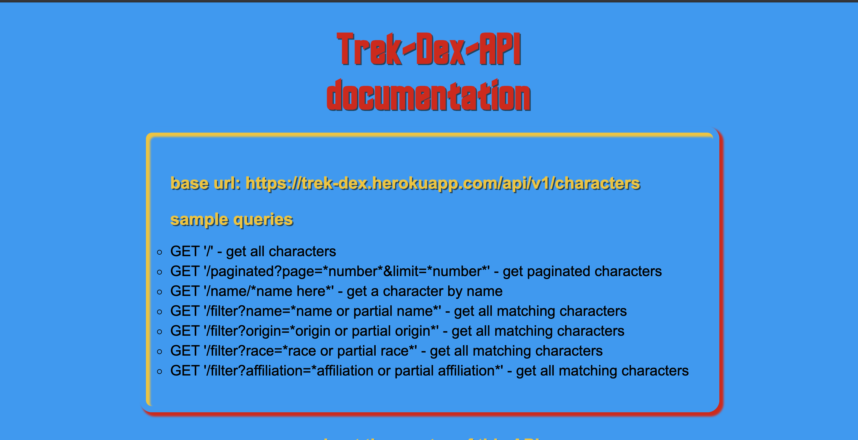 Trek-dex-API